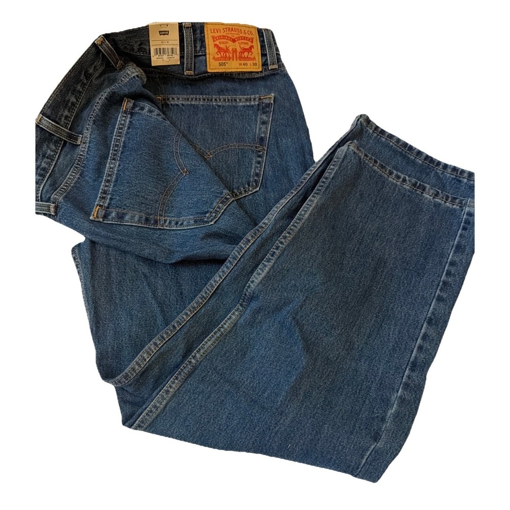 LEVIs New NWT Dark Jeans 505 Regular Fit 40 X 30 RED TAG COTTON